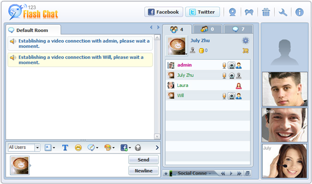 123 flash chat client movida